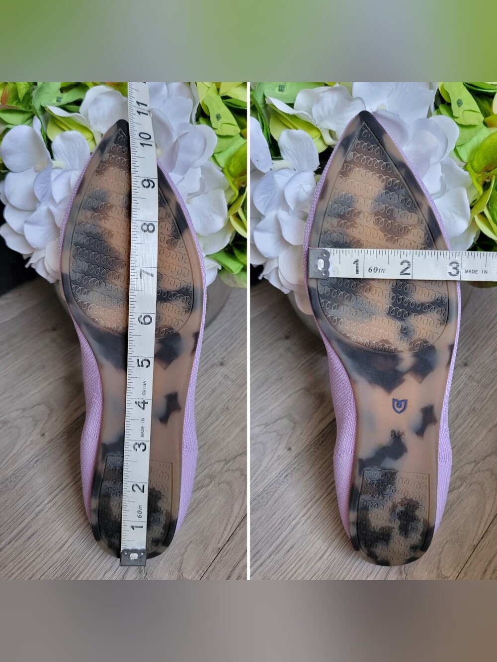 Rothy's The Point Soft Orchid Lilac & Tortoise Sole Flats, Women US 8.5 EU 39 - Picture 12 of 16